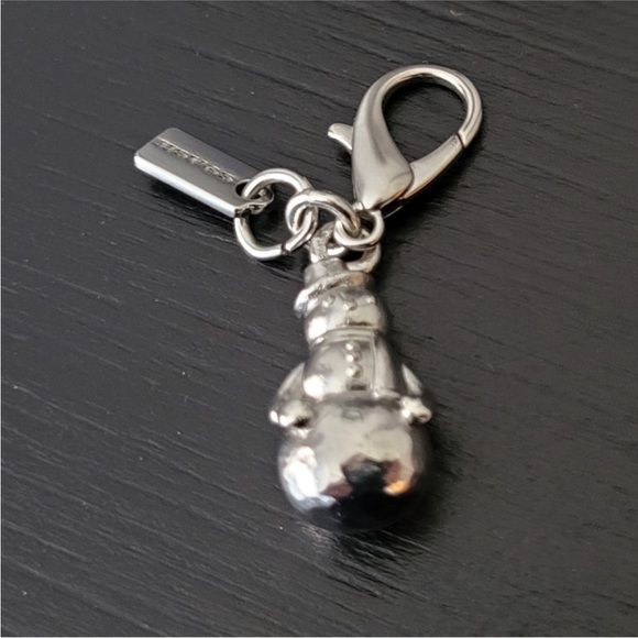 Coach Limited Edition Snowman 3D Silver-Tone Bag‎ Charm or Key Fob - Picture 3 of 4